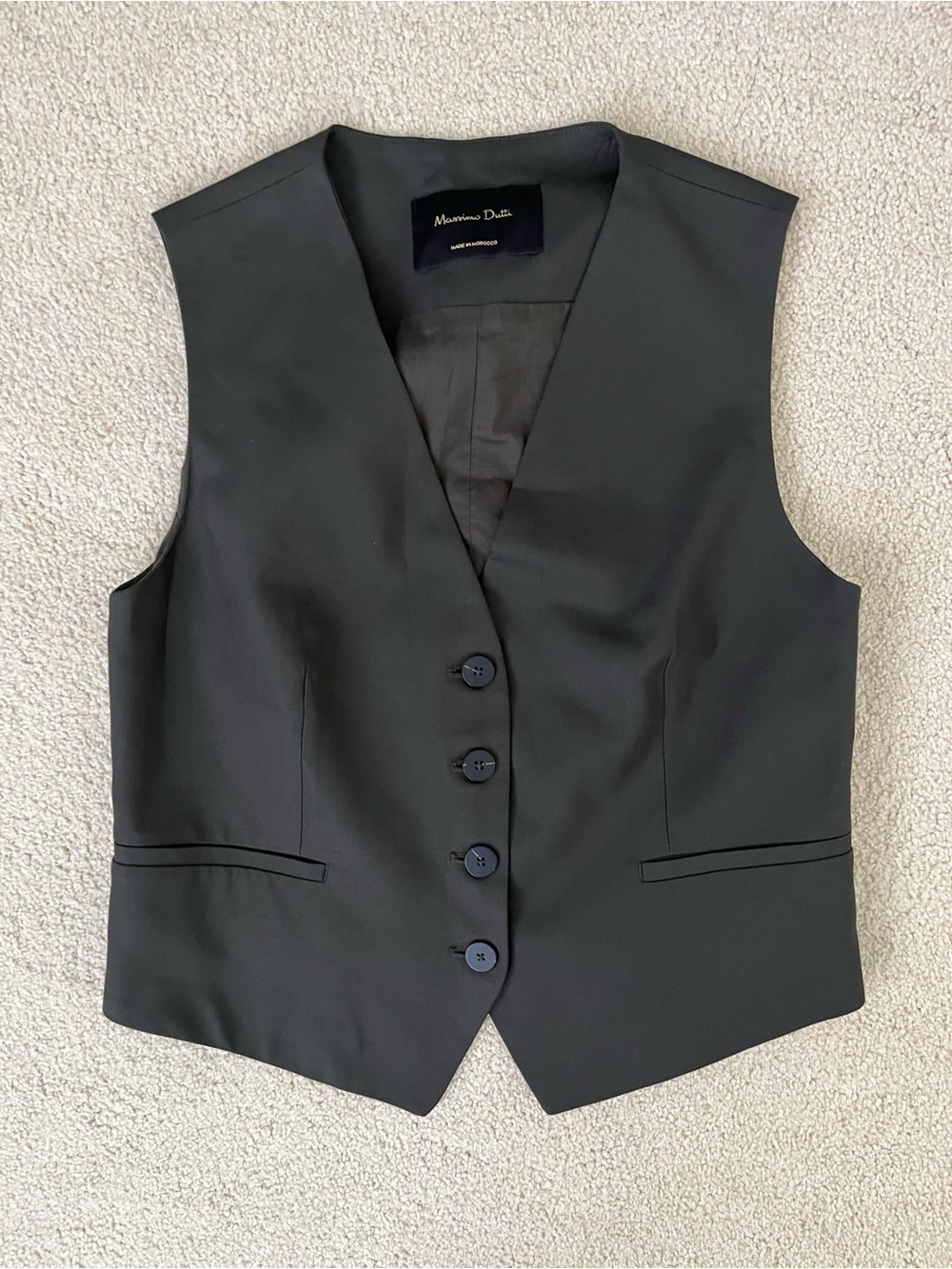 Massimo Dutti Women's Dark Brown Tailored Vest